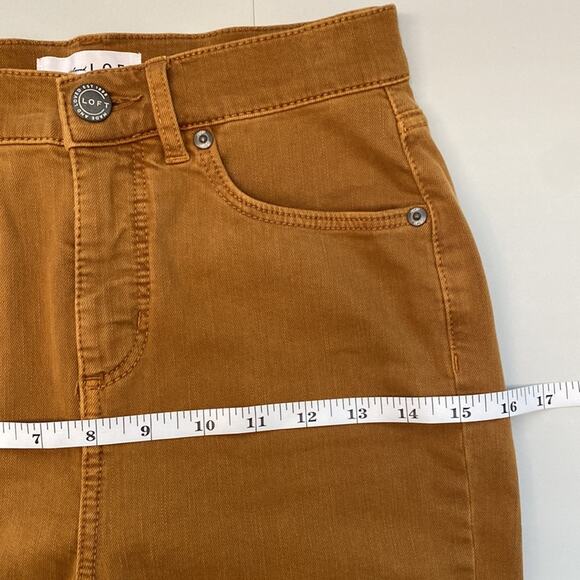 NWOT LOFT High Waist Skinny Jeans in Mustard w Frayed Ends Pockets Stretch Sz 24 - Picture 11 of 13
